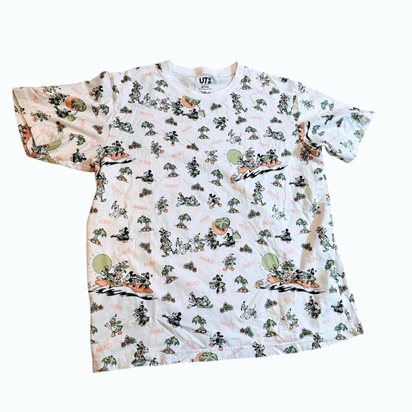 Disney Hawaii uniqlo ut Mickey Minnie Mouse t-shirt large L like new 100% cotton - Picture 1 of 8